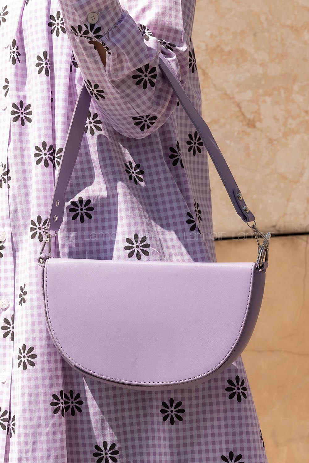 Modalamelif  Yarım Ay - D Model Askılı Ayarlanabilir Omuz Çantası Lila