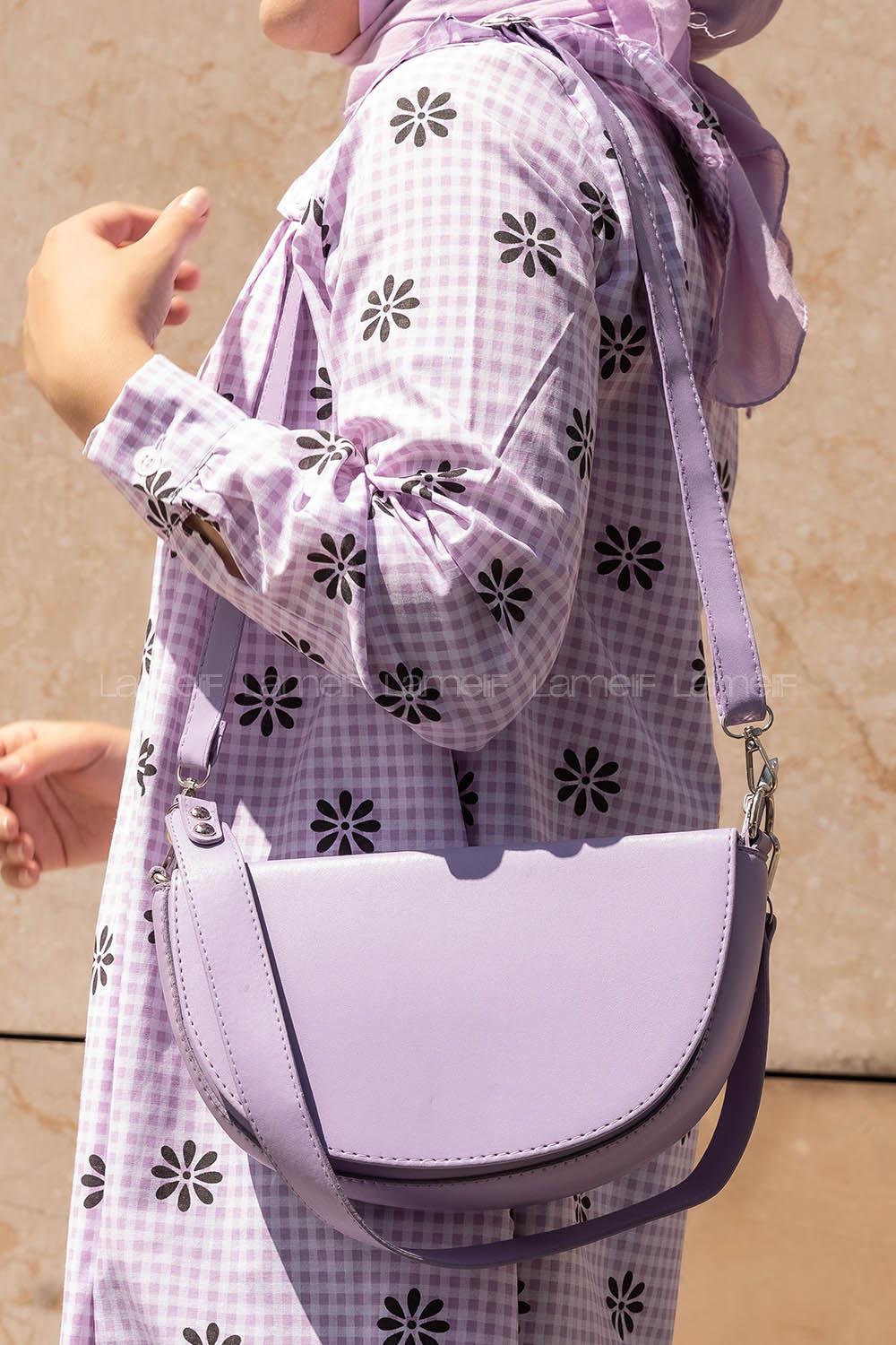 Modalamelif  Yarım Ay - D Model Askılı Ayarlanabilir Omuz Çantası Lila