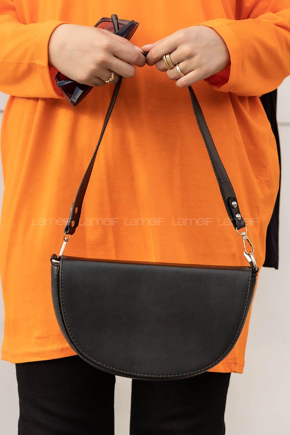 Modalamelif  Yarım Ay - D Model Askılı Ayarlanabilir Omuz Çantası Siyah