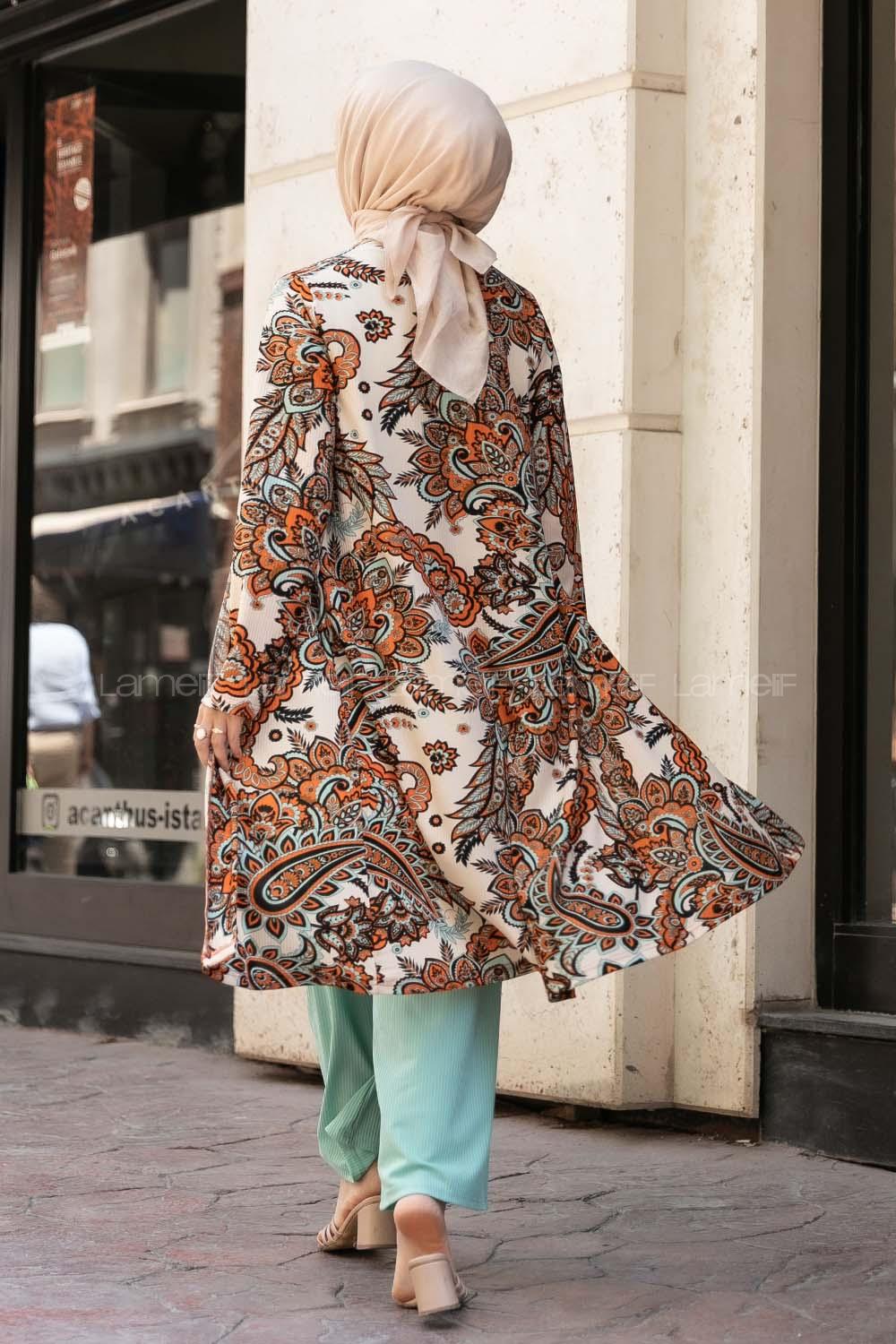 Modalamelif Desenli Kaşkorse Üçlü Pantolon Takım Su Yeşili