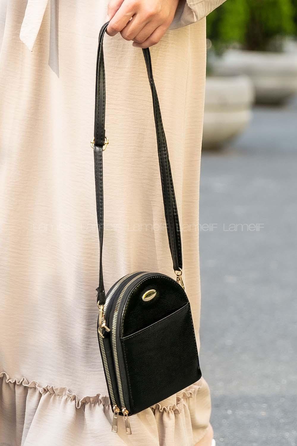 Modalamelif Çok Bölmeli Rose Cüzdan Çanta Parlak Siyah