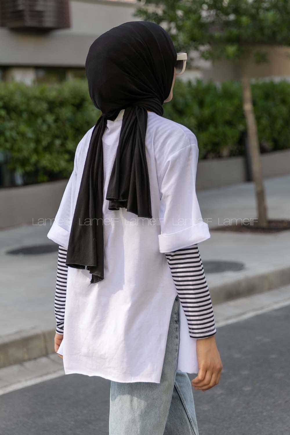 Modalamelif Dark Baskılı T-Shirt Beyaz