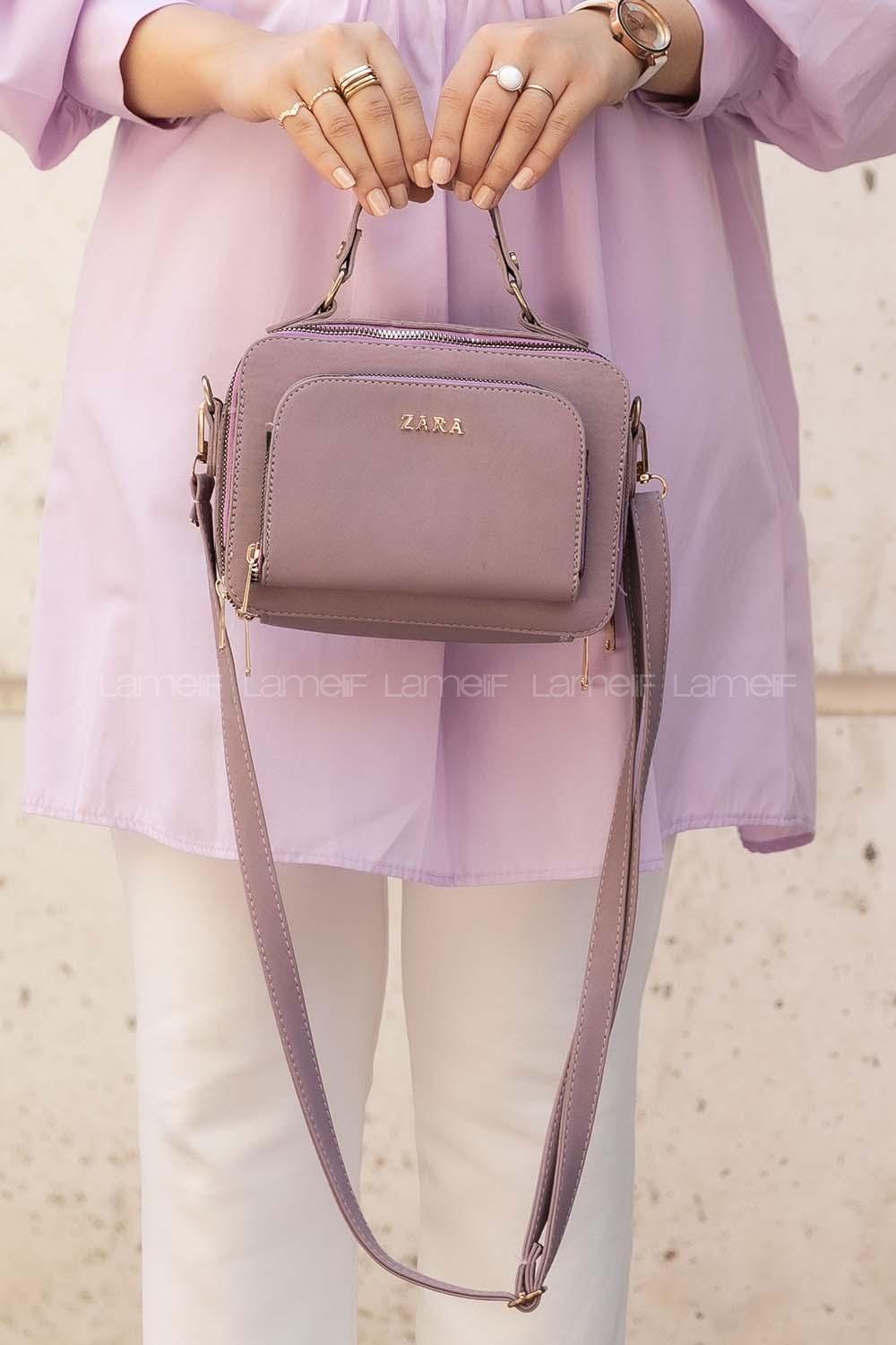 Modalamelif  Üç Bölmeli Çapraz Çanta Lila