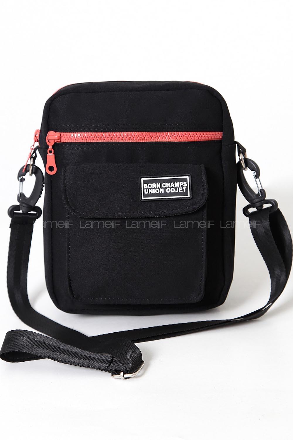 Lamelif Union Model Çanta Siyah Fermuar Kiremit