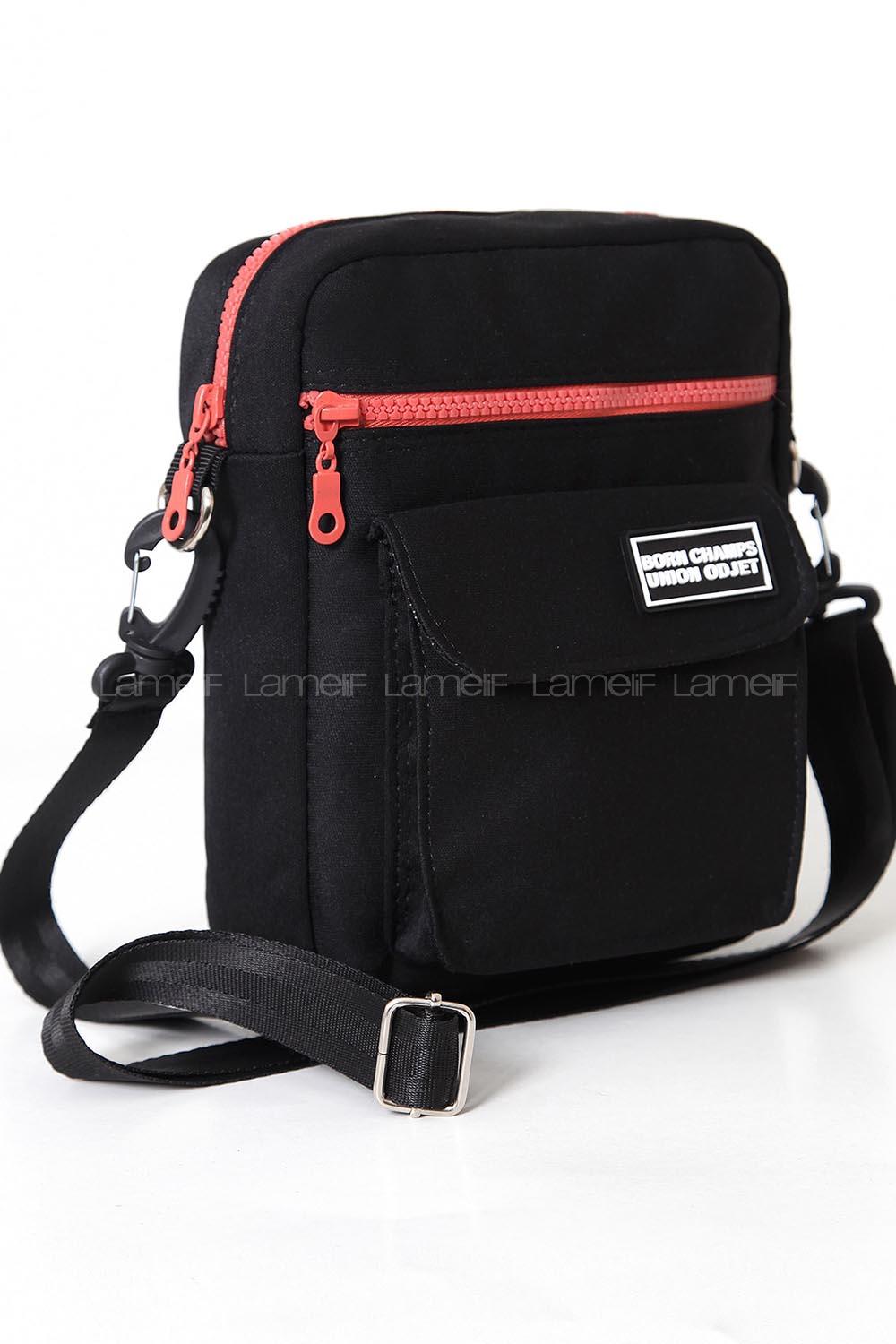 Lamelif Union Model Çanta Siyah Fermuar Kiremit