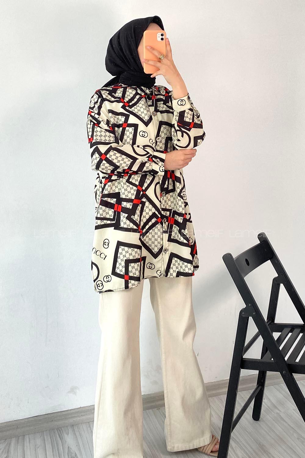 Modalamelif GG Desen Gömlek Siyah-Kemik