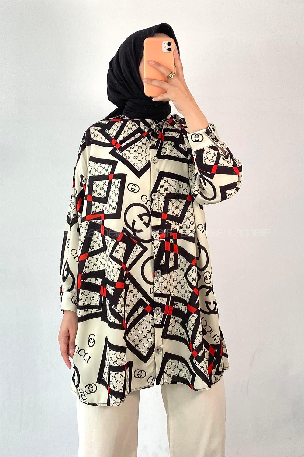 Modalamelif GG Desen Gömlek Siyah-Kemik