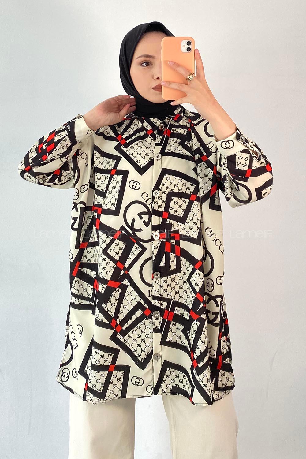 Modalamelif GG Desen Gömlek Siyah-Kemik