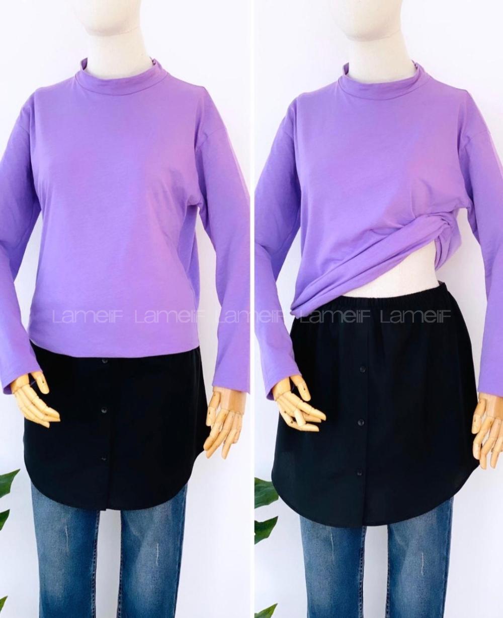 Modalamelif İçlik Etek Gömlek Siyah