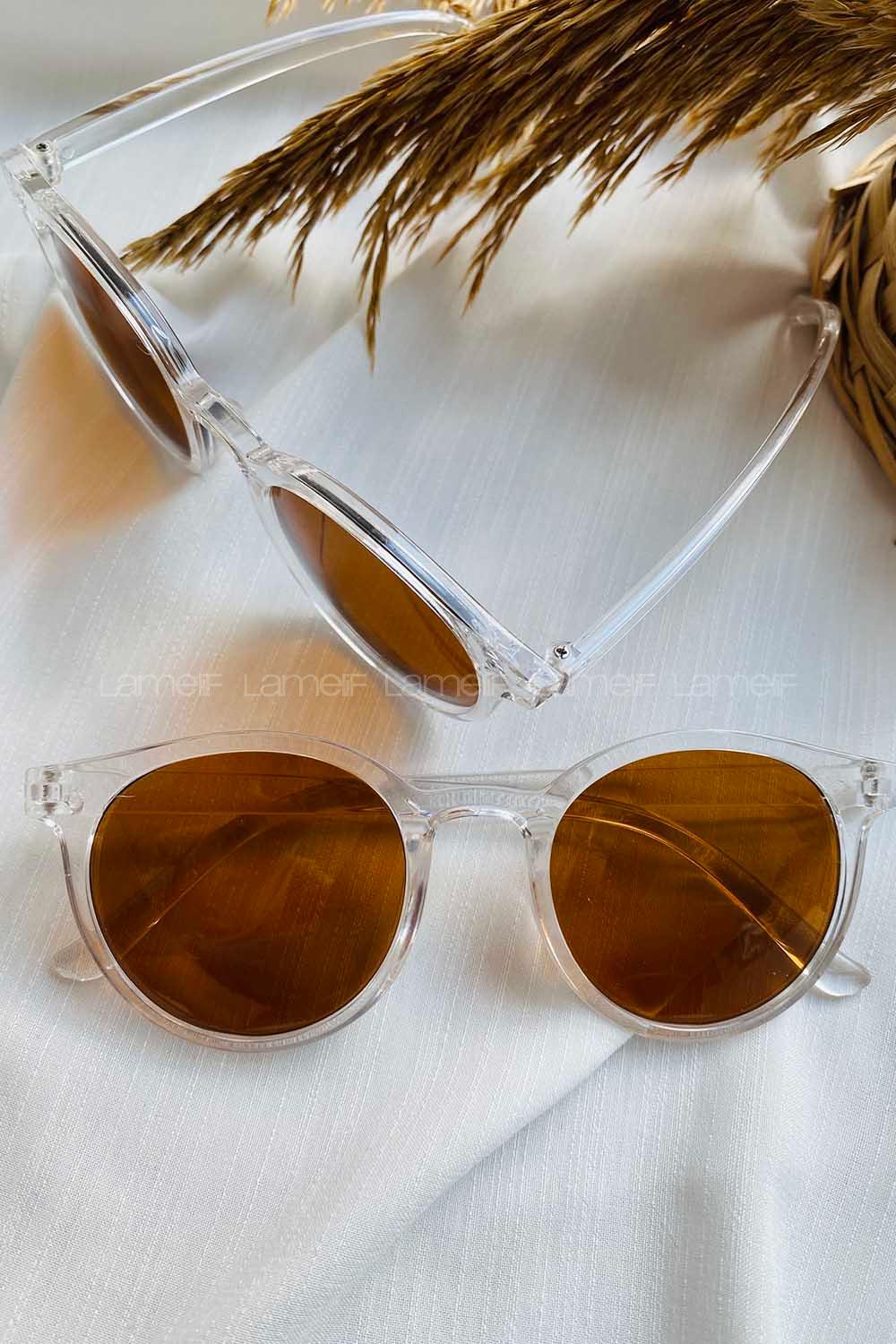 Modalamelif Kahverengi Rosa Şeffaf Çerçeve Güneş Gözlüğü