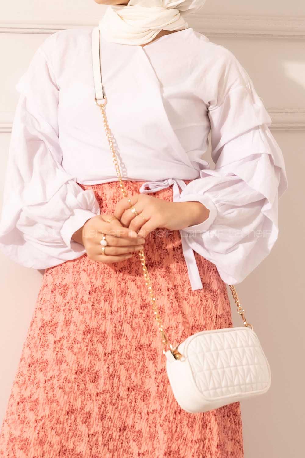 Modalamelif Zincir Askılı Kapitone Çanta Beyaz