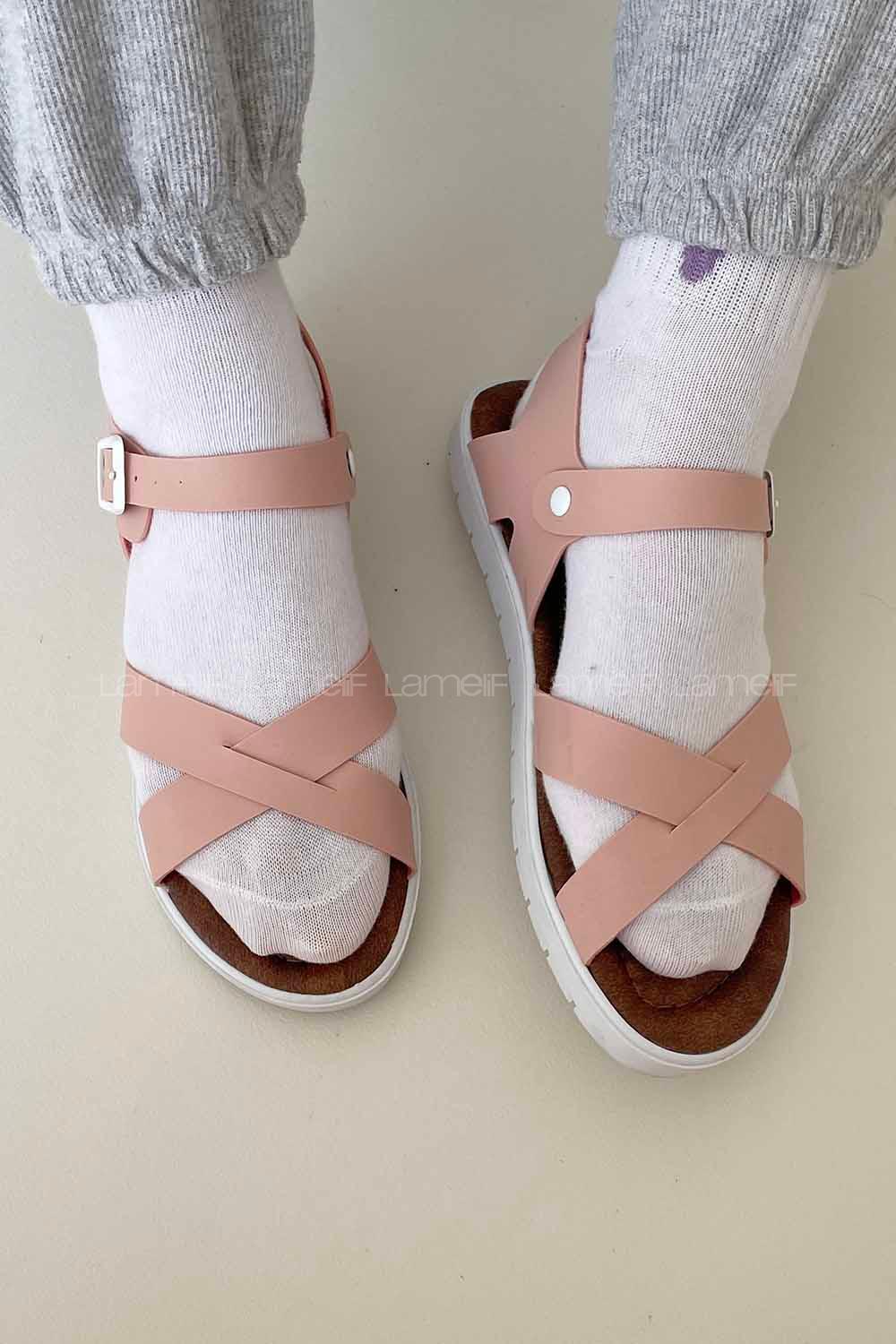 Modalamelif  Toka Kemer Model Sandalet Pudra