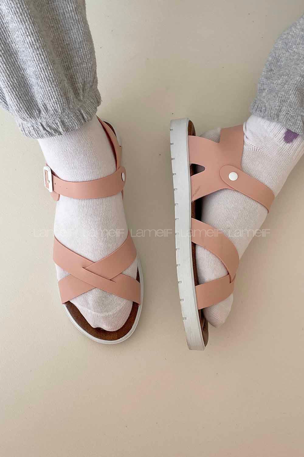 Modalamelif  Toka Kemer Model Sandalet Pudra