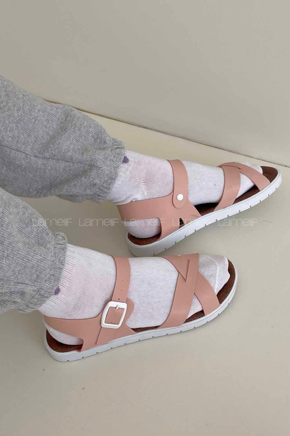 Modalamelif  Toka Kemer Model Sandalet Pudra