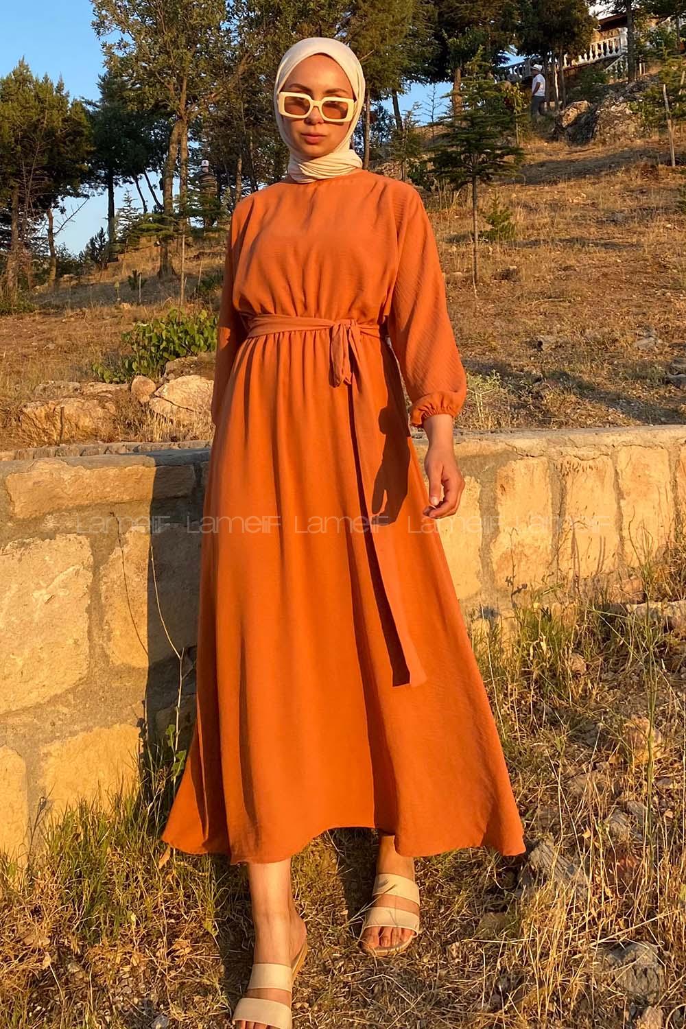 Modalamelif Yarasa Kol Prenses Elbise Somon