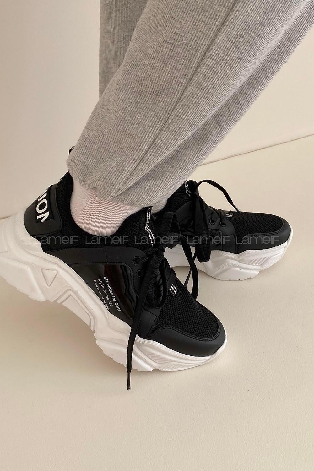 Modalamelif Yüksek Taban Siyah Spor Ayakkabı