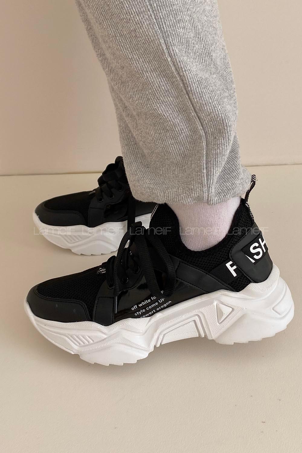 Modalamelif Yüksek Taban Siyah Spor Ayakkabı