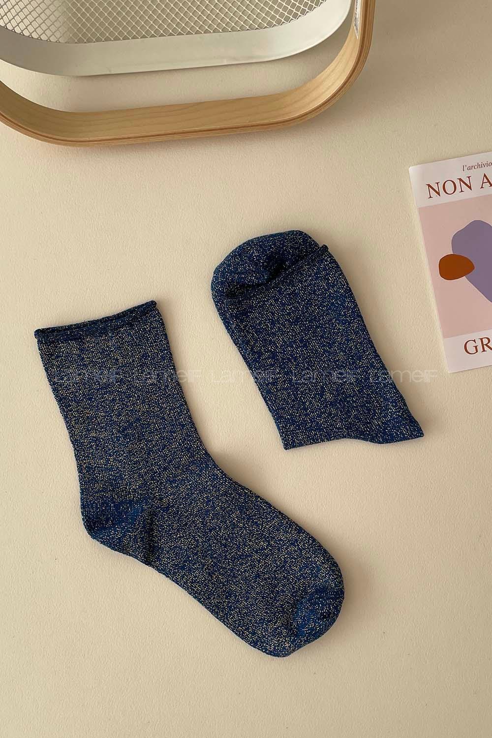 Modalamelif Simli Saks Mavisi Çorap