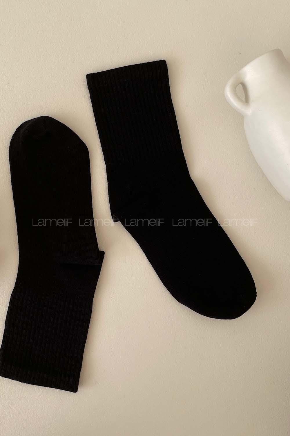Lamelif Kolej Çorap Siyah