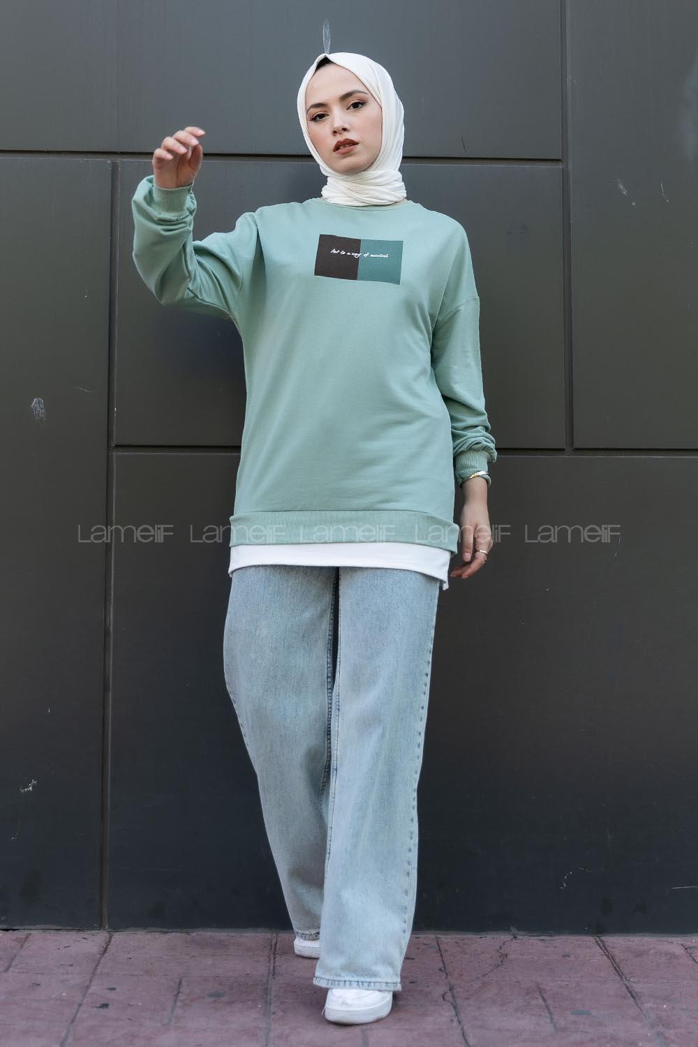 Modalamelif Etek Garnili Sweat Mint