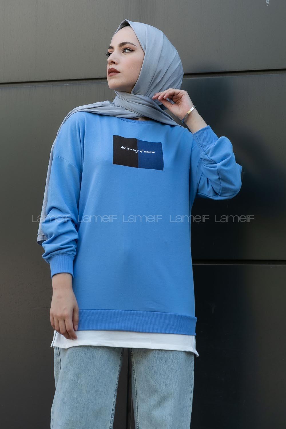 Modalamelif Etek Garnili Sweat Mavi