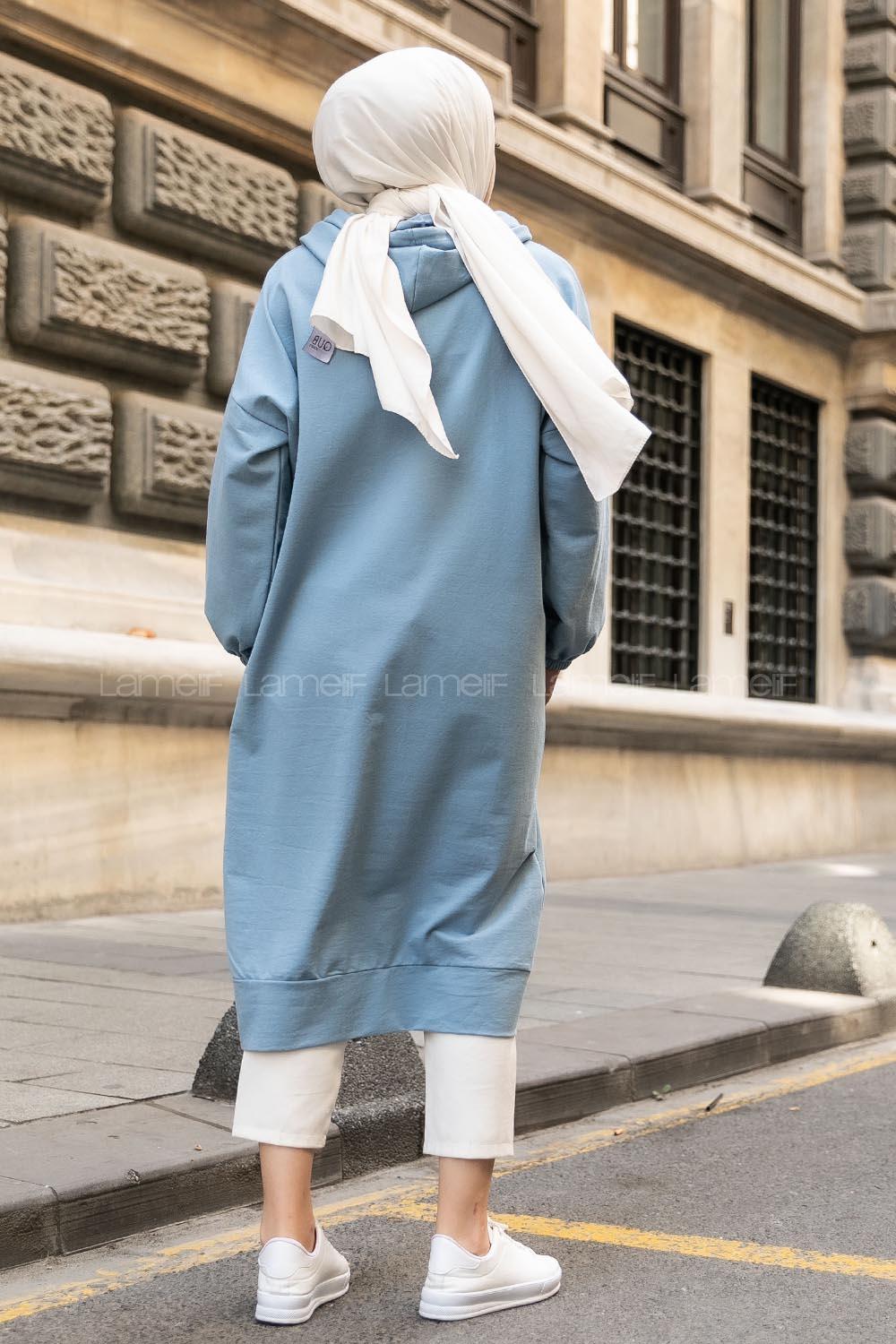 Modalamelif İki Cepli Kol Lastikli Sweatshirt Açık Mavi