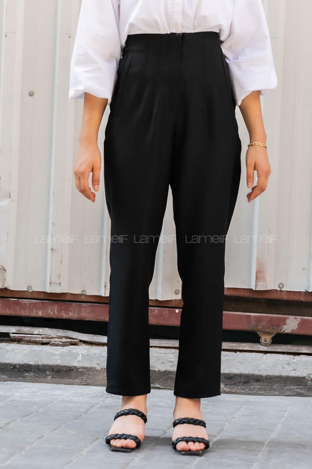 Lamelif Fleto Cepli Pantolon Siyah
