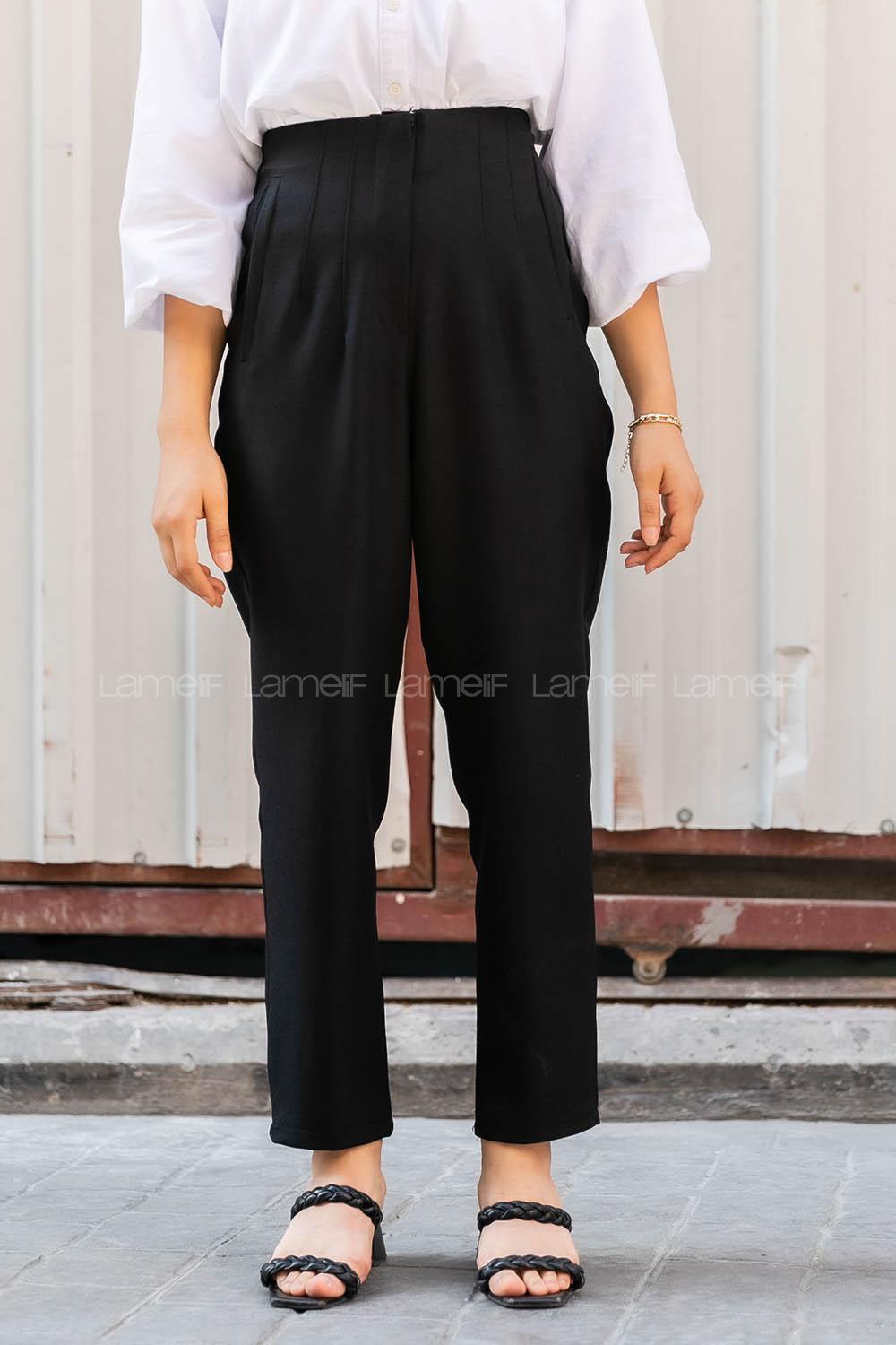 Lamelif Fleto Cepli Pantolon Siyah