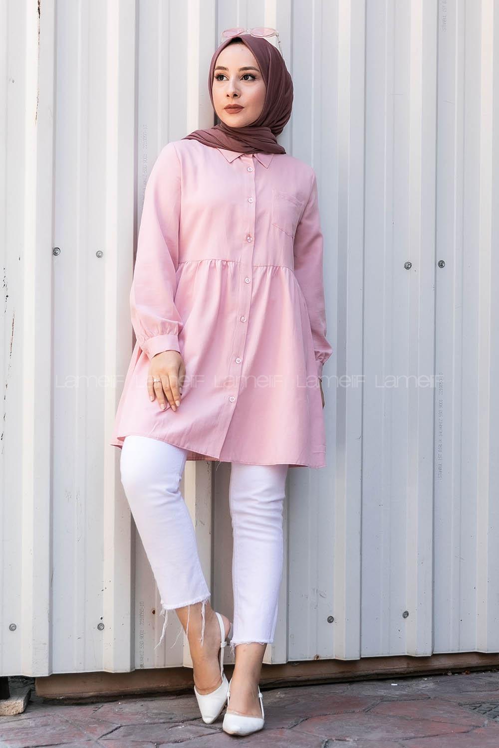 Modalamelif Tek Cepli Robalı Tunik Pudra