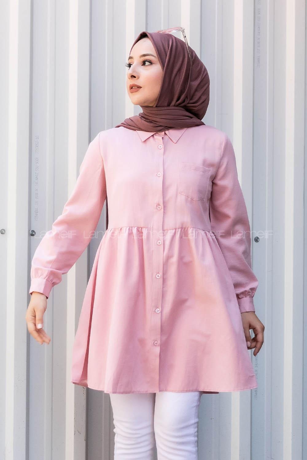 Modalamelif Tek Cepli Robalı Tunik Pudra