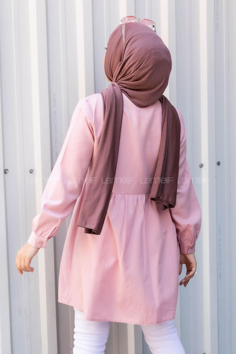 Modalamelif Tek Cepli Robalı Tunik Pudra