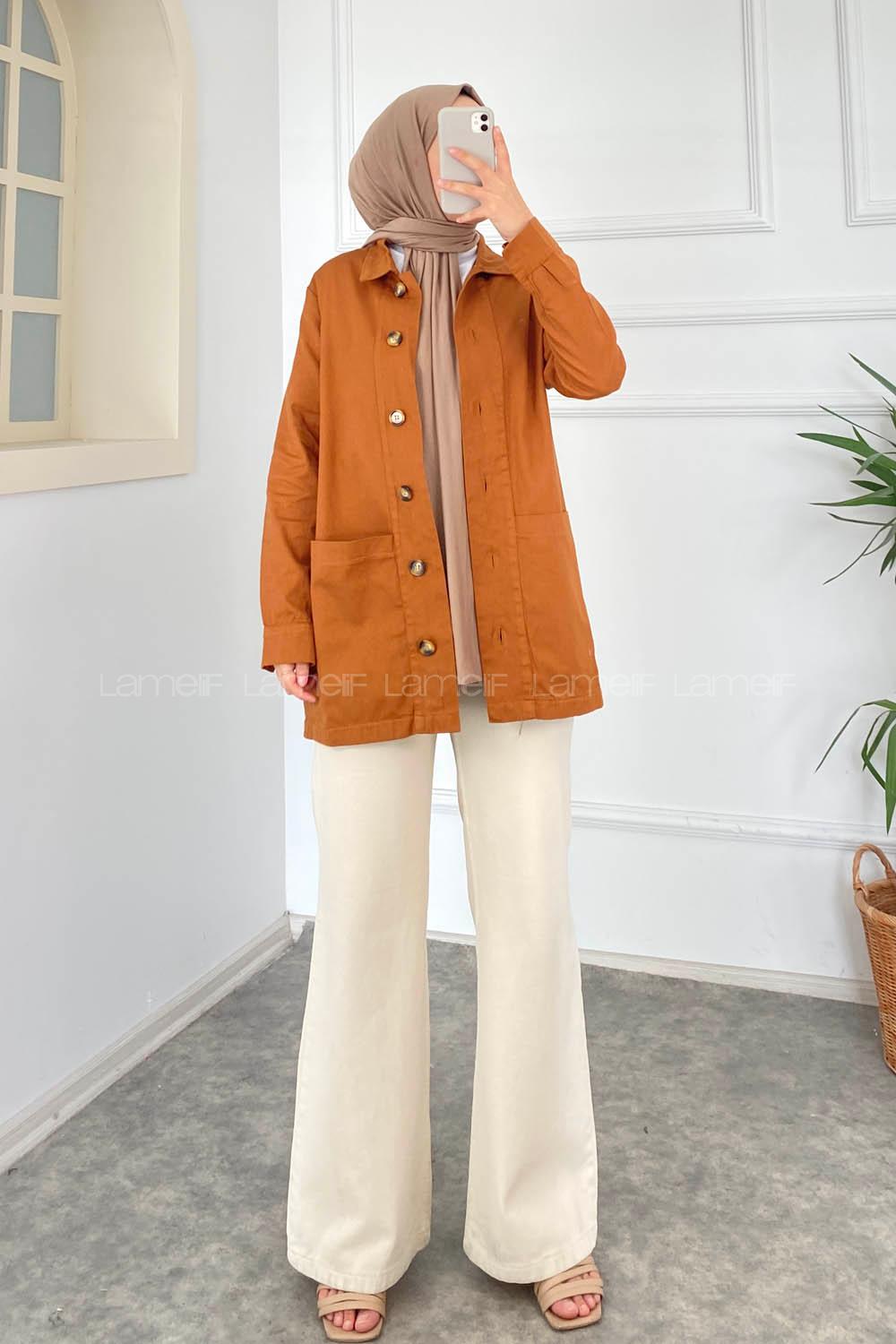 Modalamelif Püsküllü Kot Düğmeli Gabardin Ceket Bej Renk