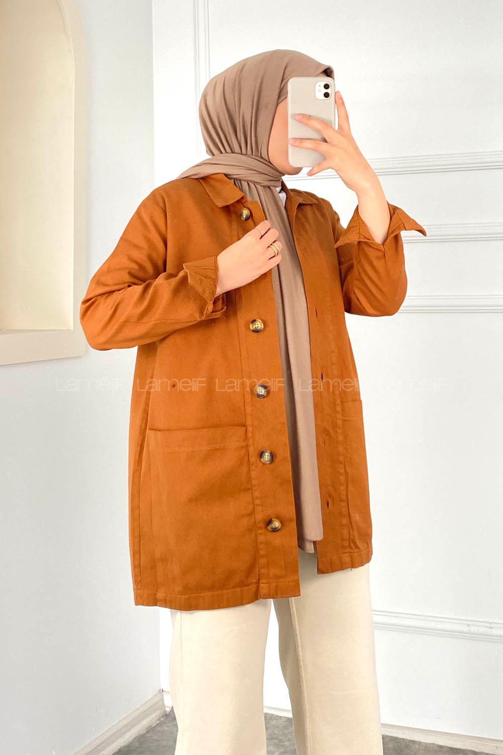 Modalamelif Püsküllü Kot Düğmeli Gabardin Ceket Bej Renk