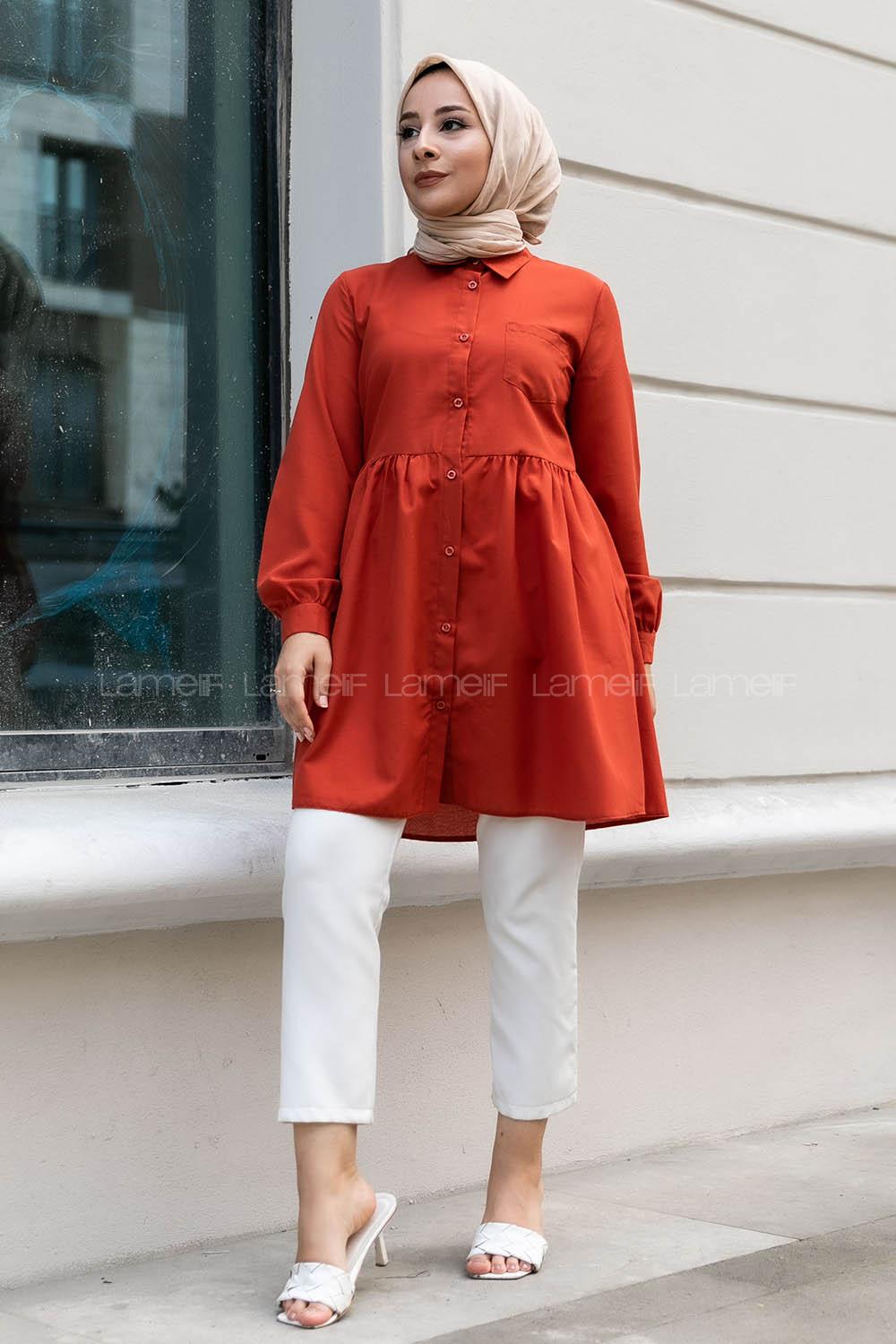 Modalamelif Tek Cepli Robalı Tunik Kiremit