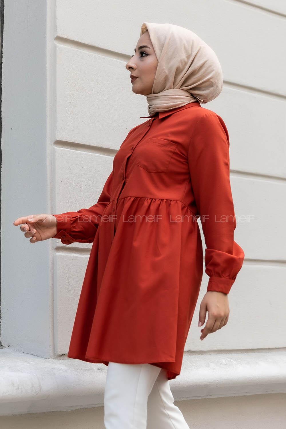 Modalamelif Tek Cepli Robalı Tunik Kiremit