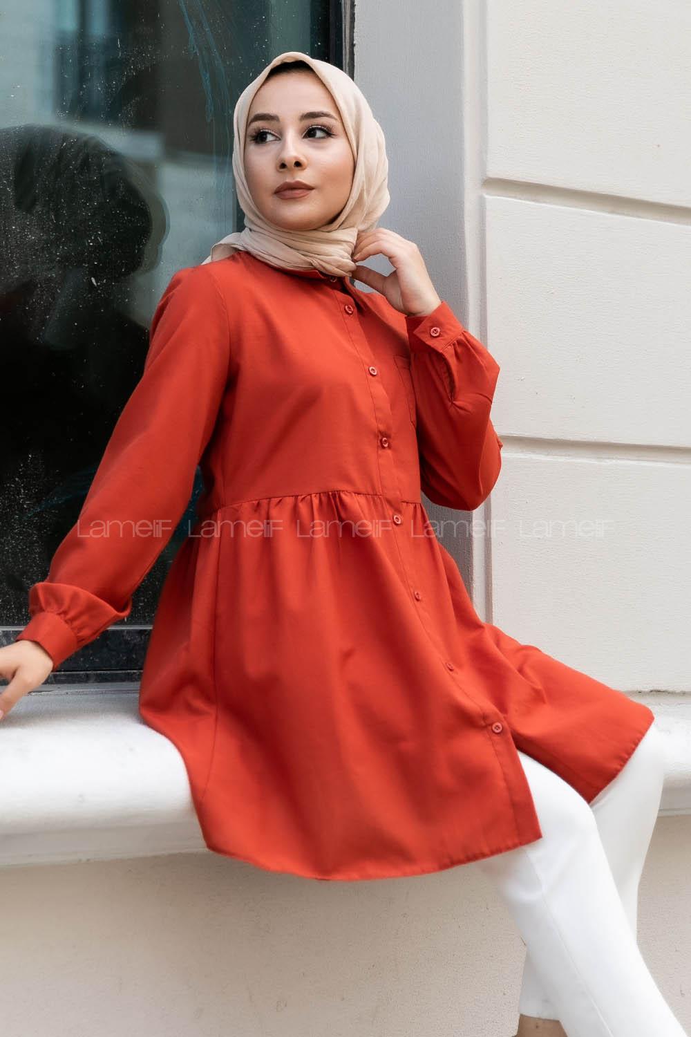 Modalamelif Tek Cepli Robalı Tunik Kiremit