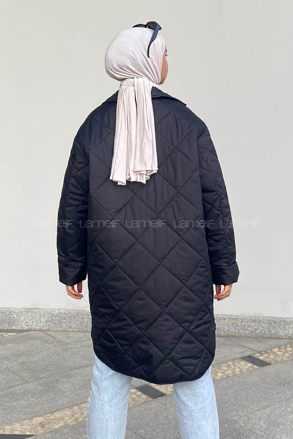 Lamelif Önü Çıtçıt Düğmeli Çift Cepli Mont Siyah