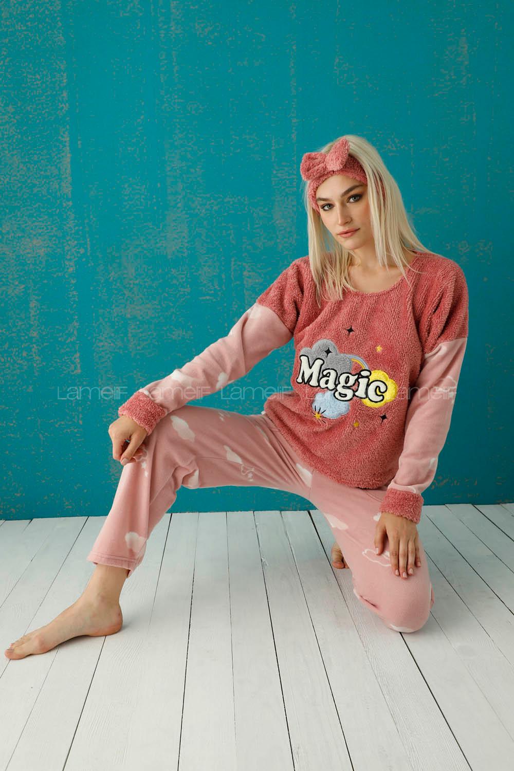 Modalamelif Göz Bantlı Welsoft Polar Takım Pudra