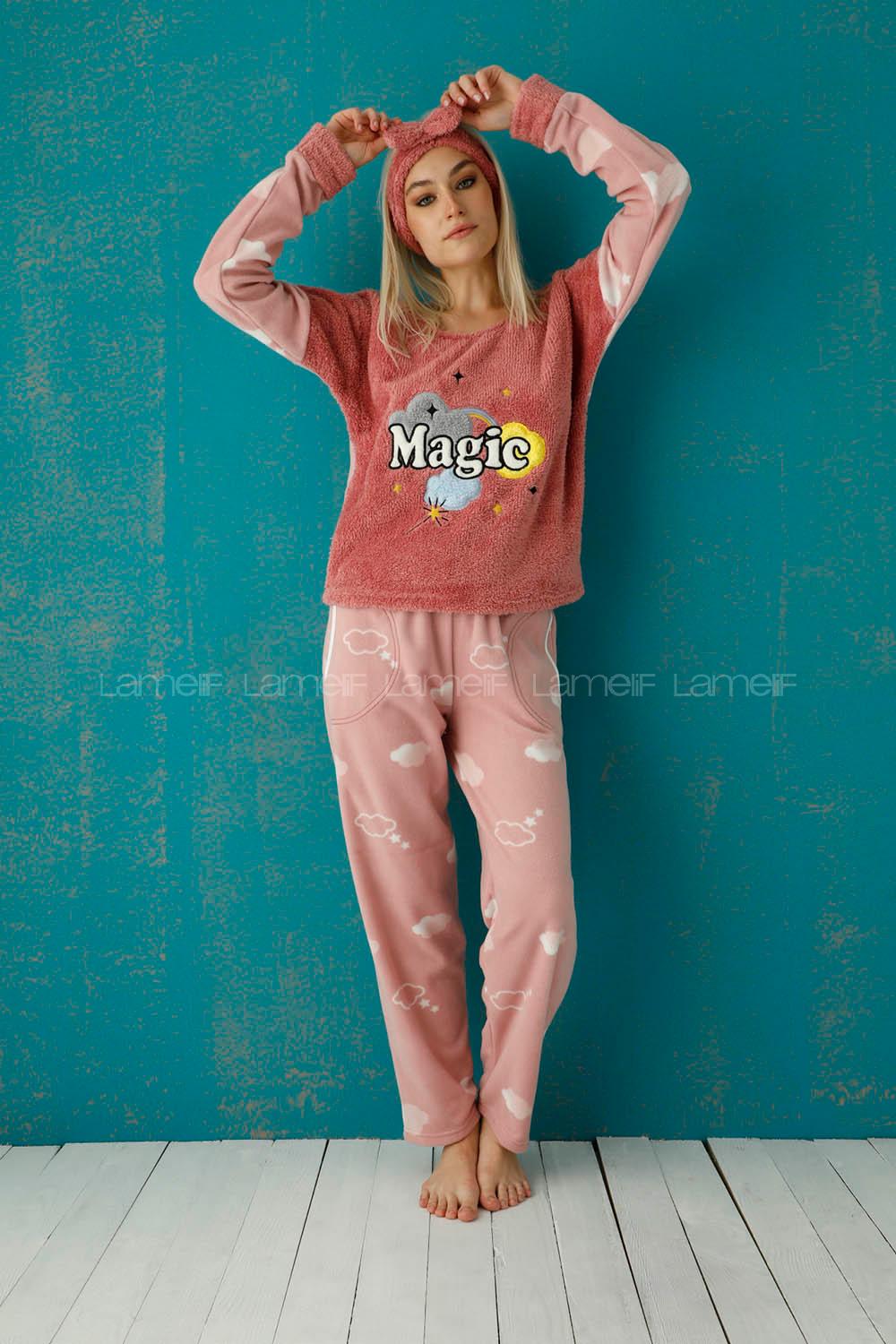 Modalamelif Göz Bantlı Welsoft Polar Takım Pudra