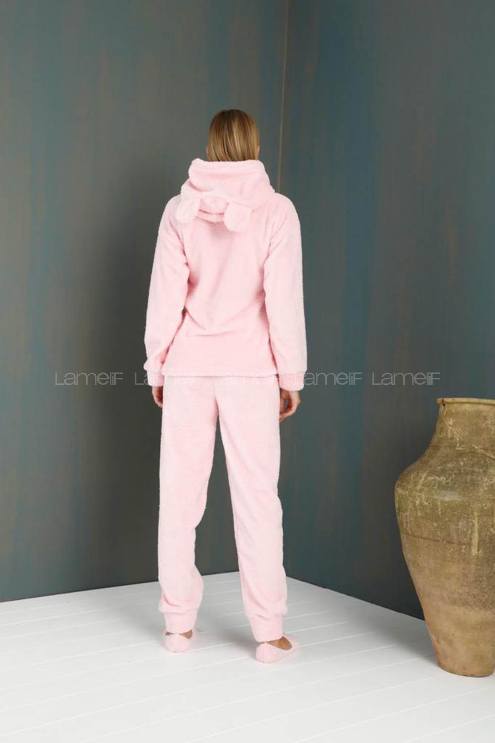 Modalamelif Meow Kulaklı Patik Hediyeli Welsoft Polar Takım Pudra