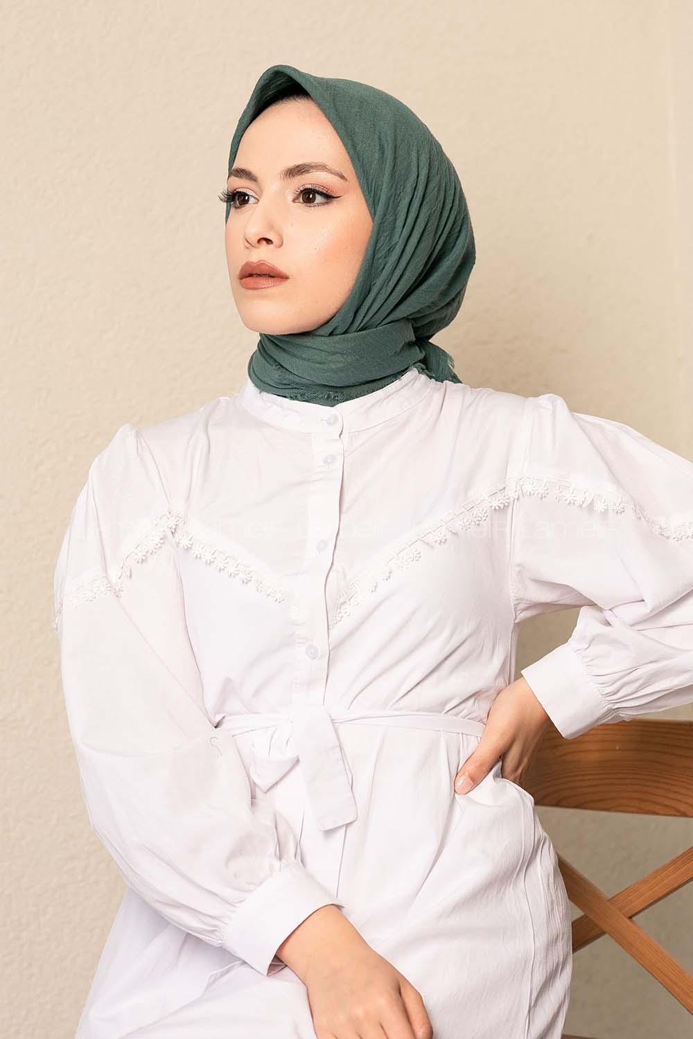 Modalamelif Ayrobin Pamuk Eşarp Pastel Yeşil