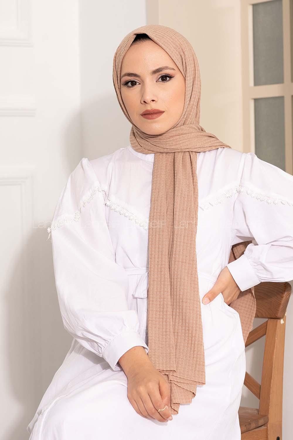 Modalamelif Compy Penye Şal Koyu Vizon