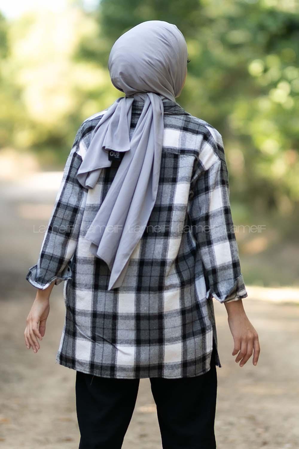 Modalamelif Önü Boydan Düğmeli Oduncu Ekose Gömlek Siyah