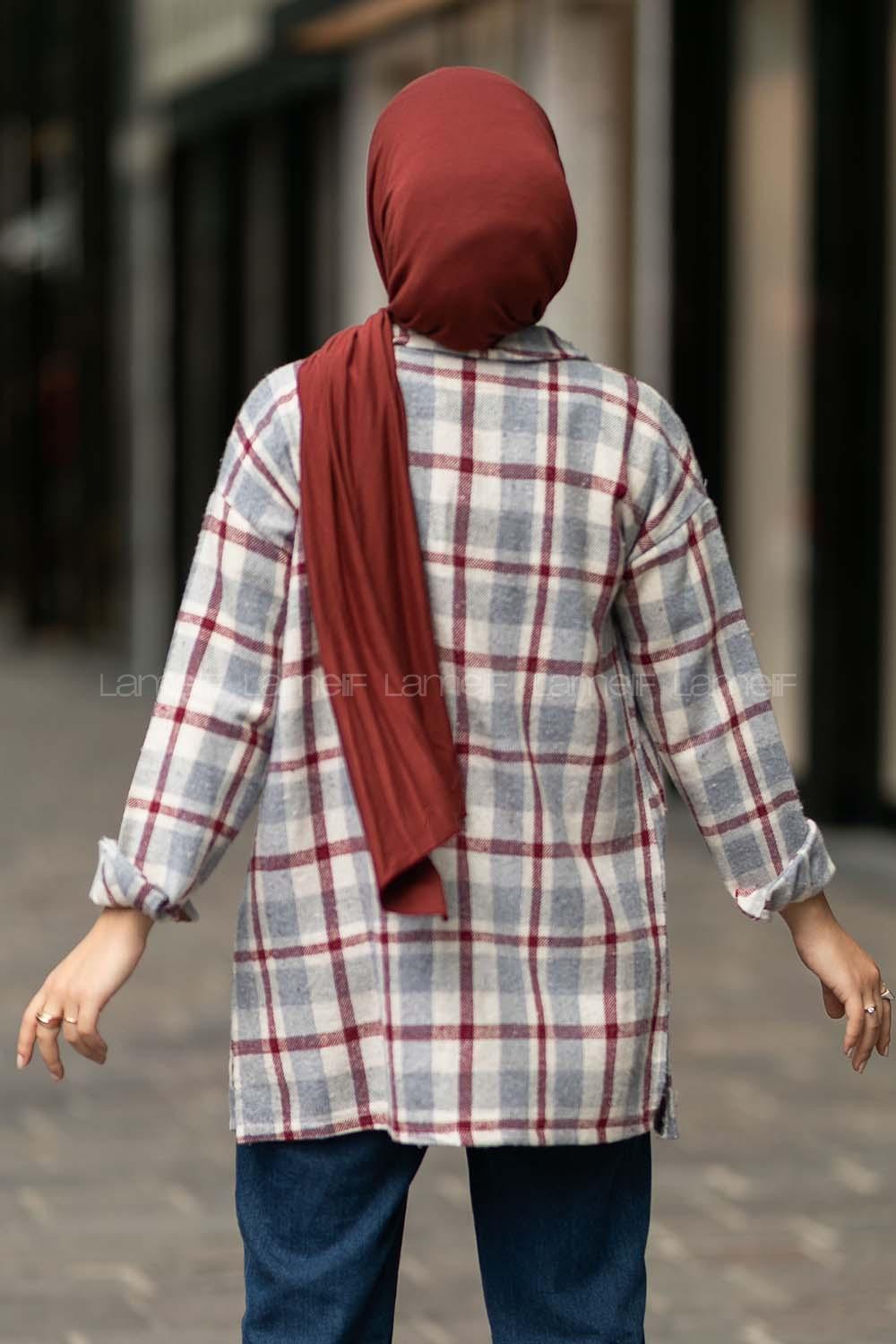 Modalamelif Ekose Desenli Çift Cepli Oduncu Gömlek Açık Mavi