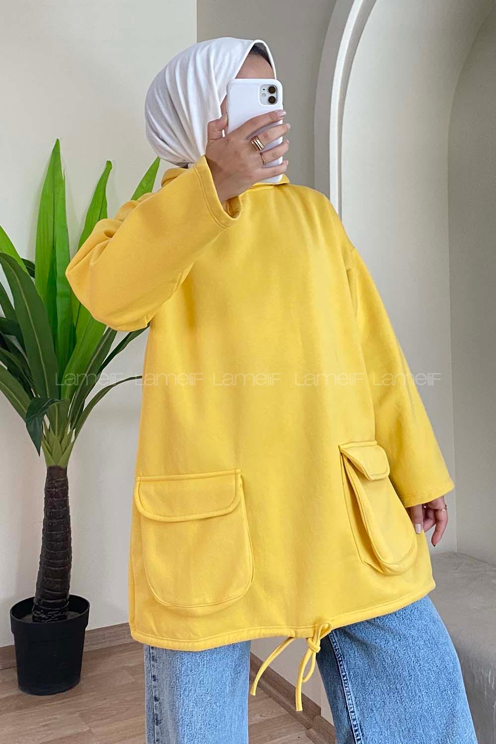 Modalamelif Körük Cepli Sweatshirt Sarı