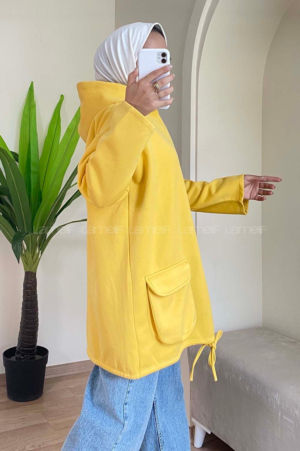 Modalamelif Körük Cepli Sweatshirt Sarı