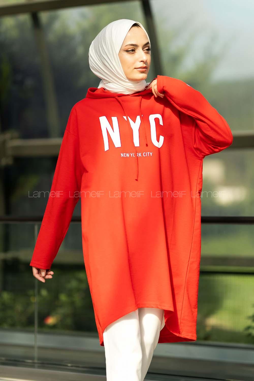 Modalamelif Nyc Baskılı Sweat Kırmızı
