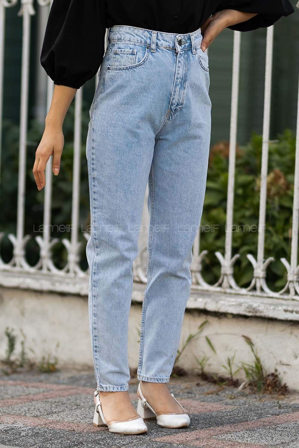 Modalamelif Boru Paça Çift Cepli Jean Buz Mavisi