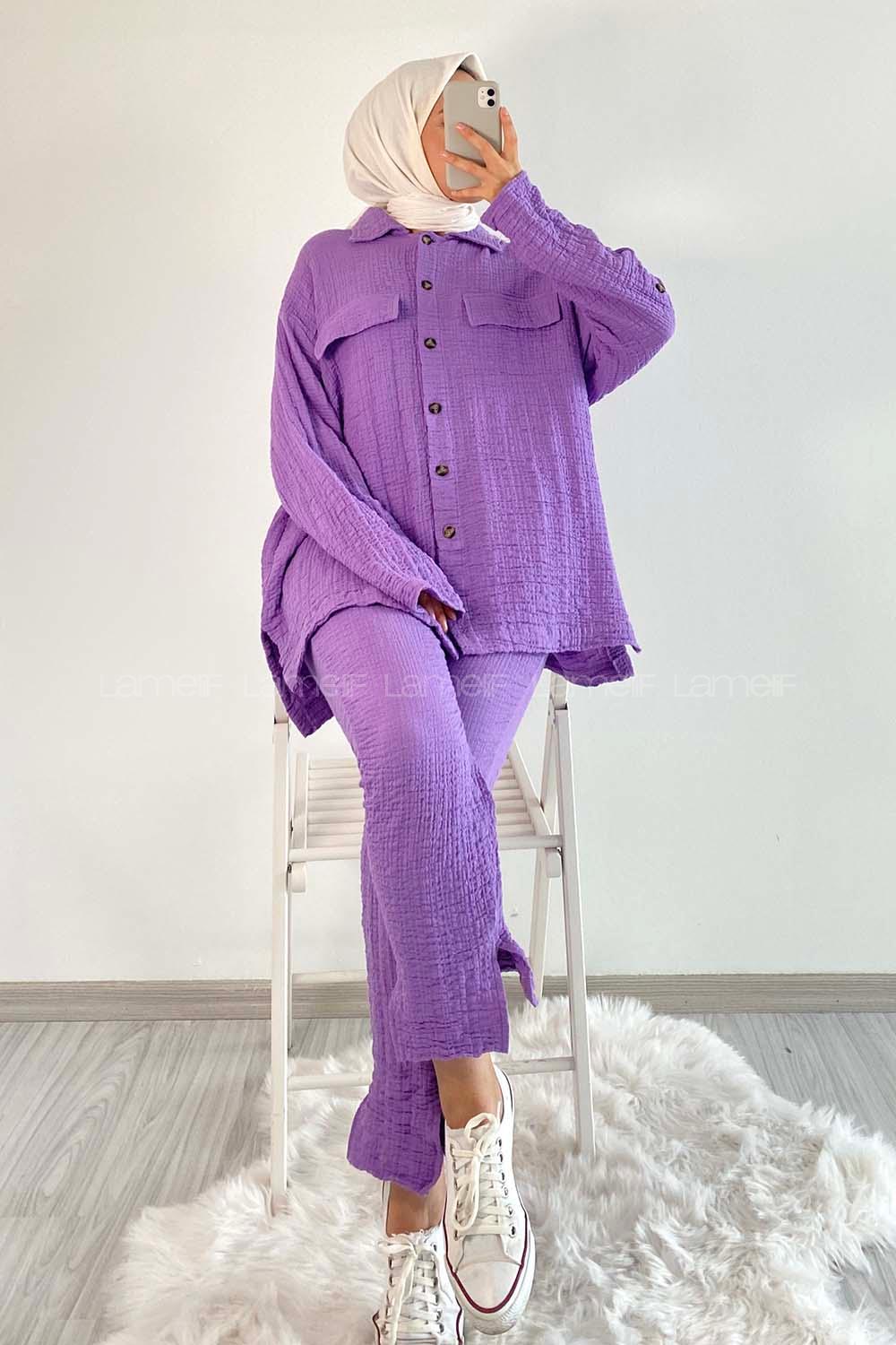 Modalamelif Kapak Cepli İkili Takım Mor