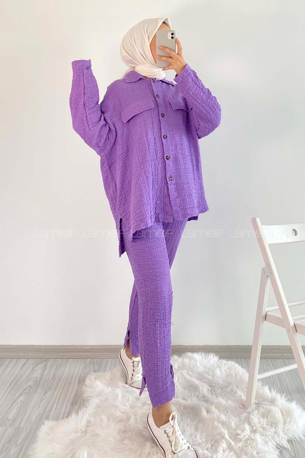 Modalamelif Kapak Cepli İkili Takım Mor